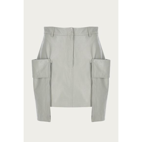 NEW ZEYNEP ARCAY mini cargo leather skirt in fresh breeze - Picture 3 of 5